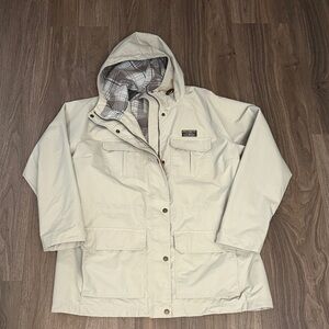 L.L. Bean Women's Light Tan Utility Jacket raincoat hooded